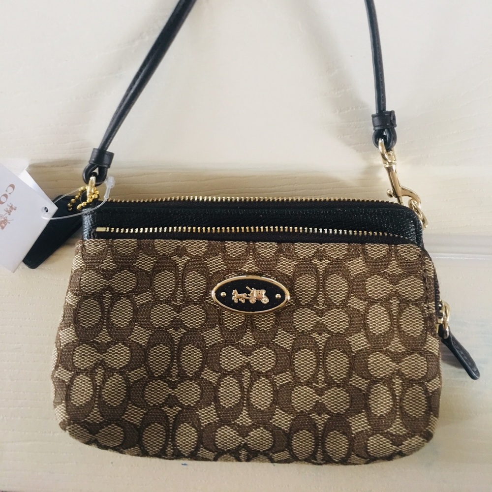 Coach Signature corner dbl zipper 52562 wristlet
